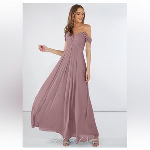 Azazie Mauve Off-Shoulder Chiffon Gown